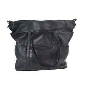 TUMI Weekender Black Leather Tote Bag Laptop Shoulder Bag Business Travel XL